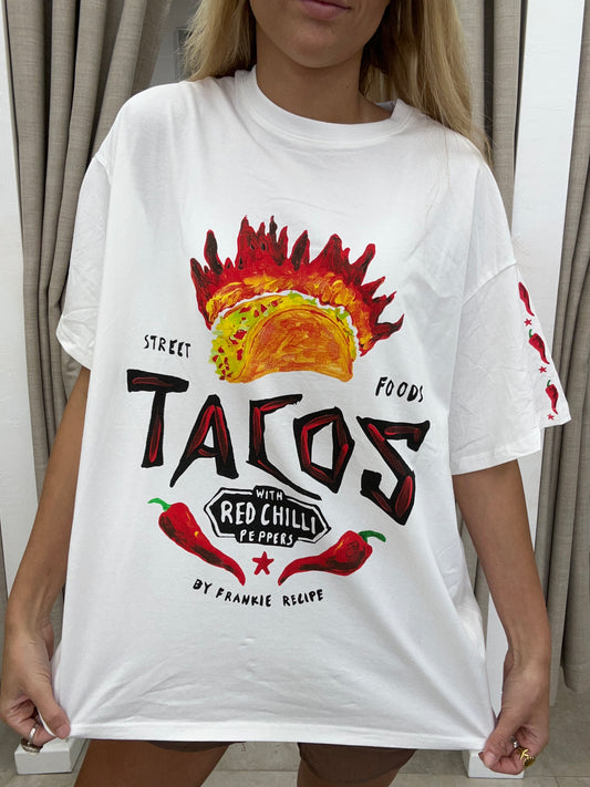 White Tacos T-Shirt Cotton By Frankie