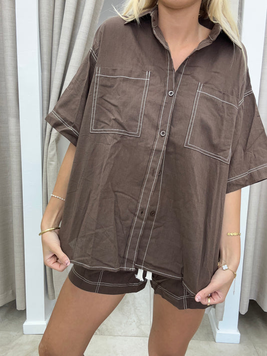 Chocolate Overstitch Set - Shirt Cotton By Frankie