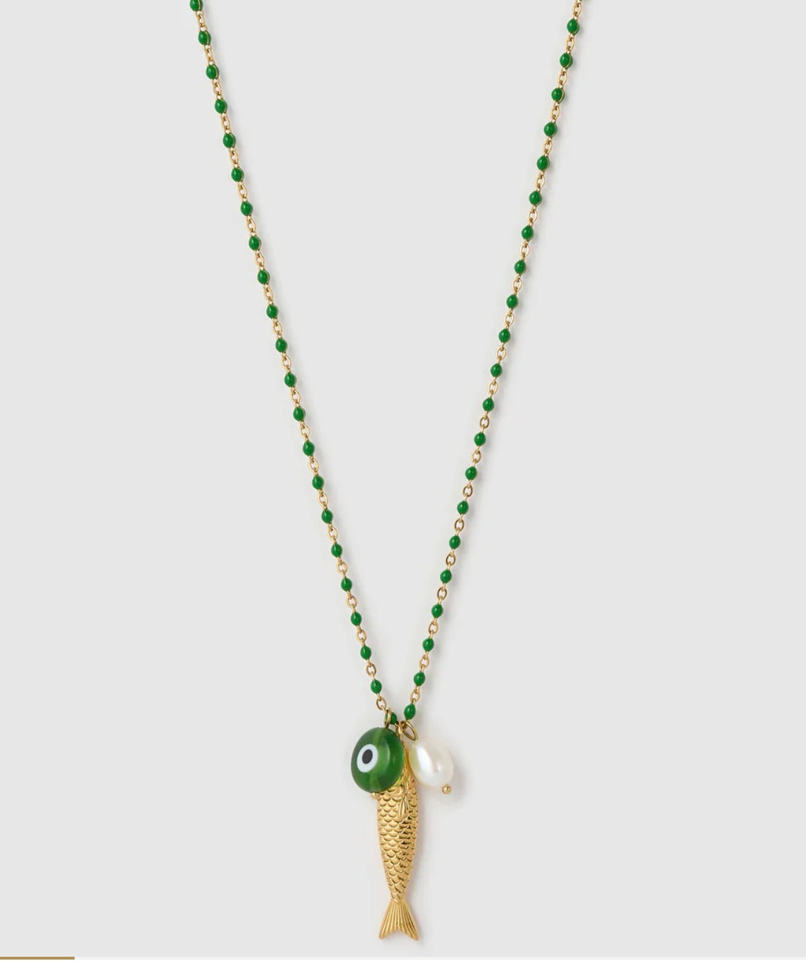 Lucky Fish Charm Necklace - Kiwi Arms of Eve