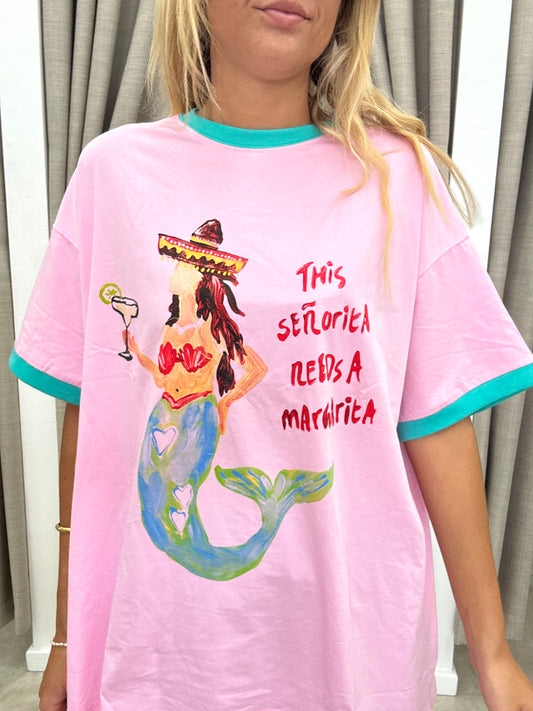 Pink/Green Senorita Margarita Tee - Cotton By Frankie