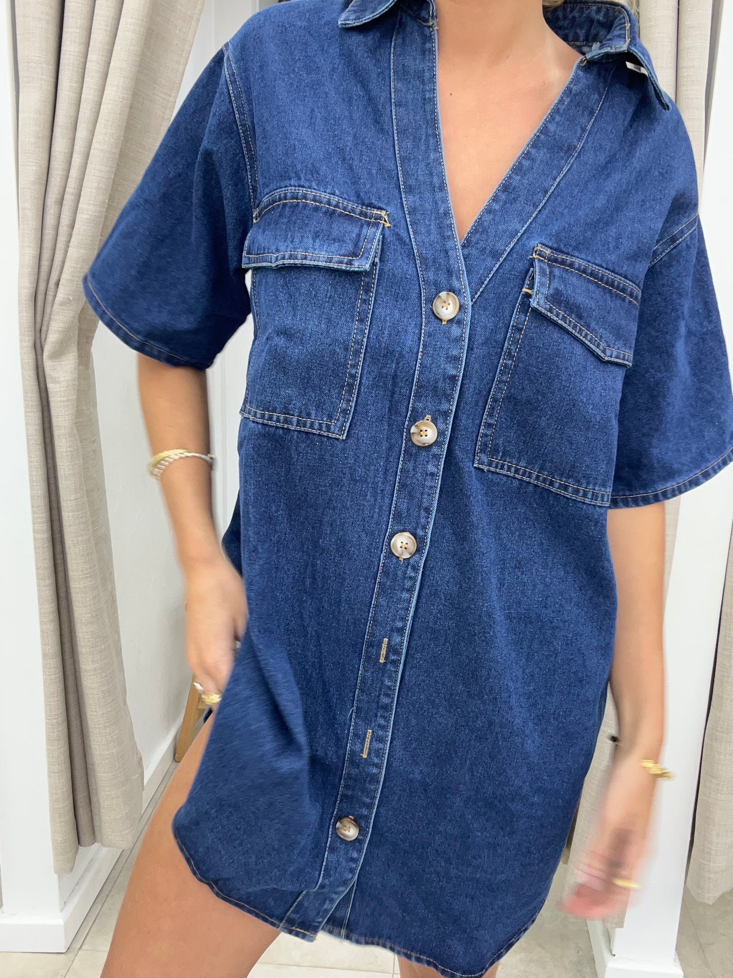 Dark Denim Dress Cotton - By Frankie