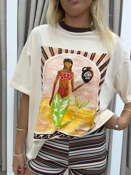Beige Mermaid Vase Tee - By Frankie Cotton
