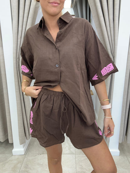 Choc/Pink Side Print Set - By Frankie