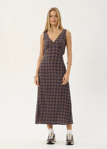 Tully - Seersucker Maxi Dress - Shev Indigo Check