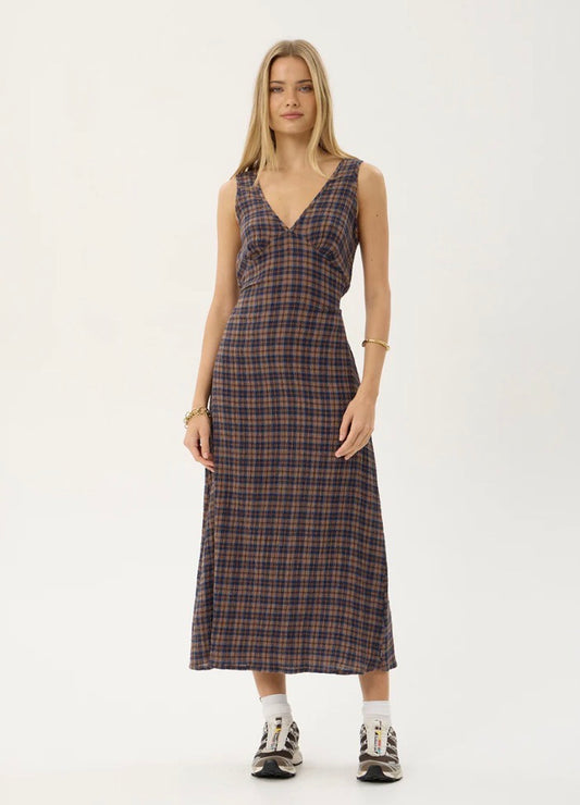Tully - Seersucker Maxi Dress - Shev Indigo Check
