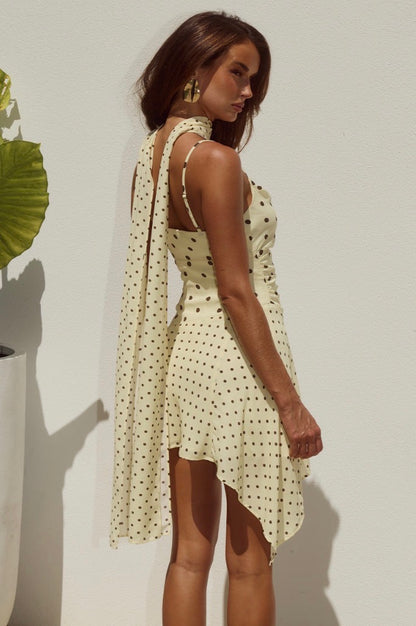 Alora Scoop Neck Mini Dress - Lemon/Choc Polka Runaway the Label