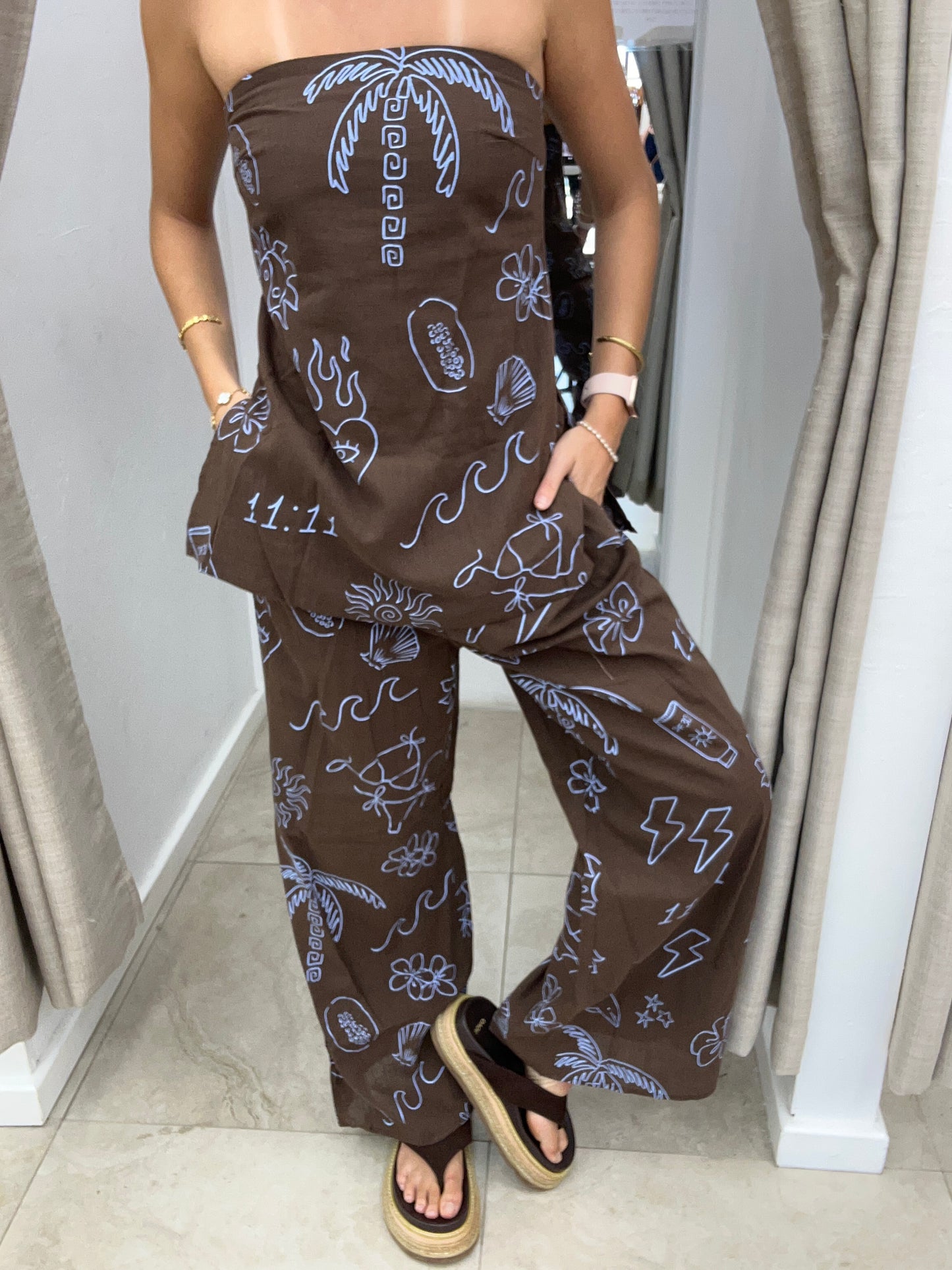 Choc/Blue Angel Numbers Set - Pants By Frankie