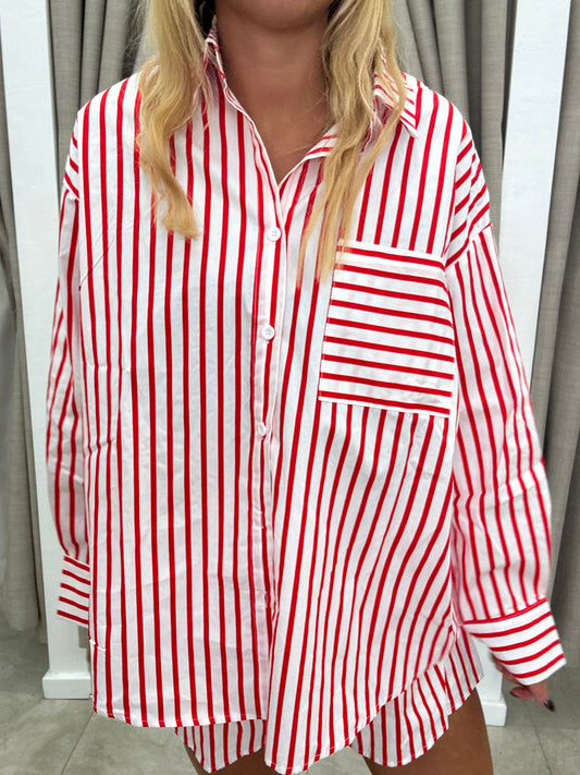 Red Stripe Candy Cane Set - Shirt By Frankie