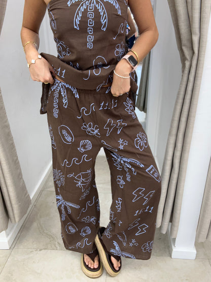 Choc/Blue Angel Numbers Set - Pants By Frankie