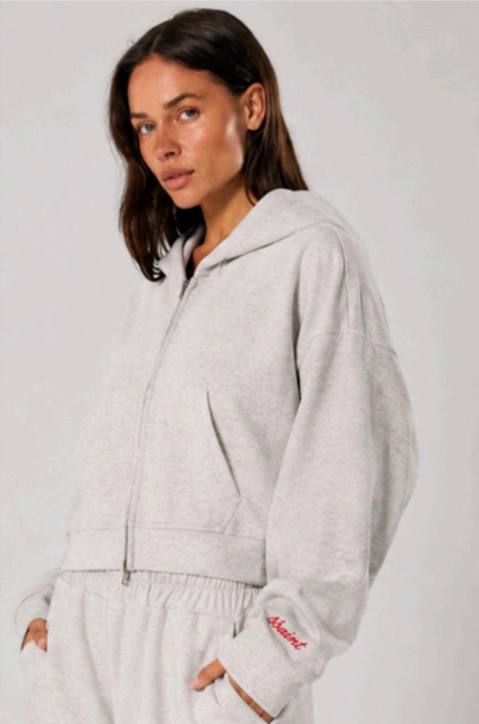 Cropped Hoodie Grey/Red - SSAINT