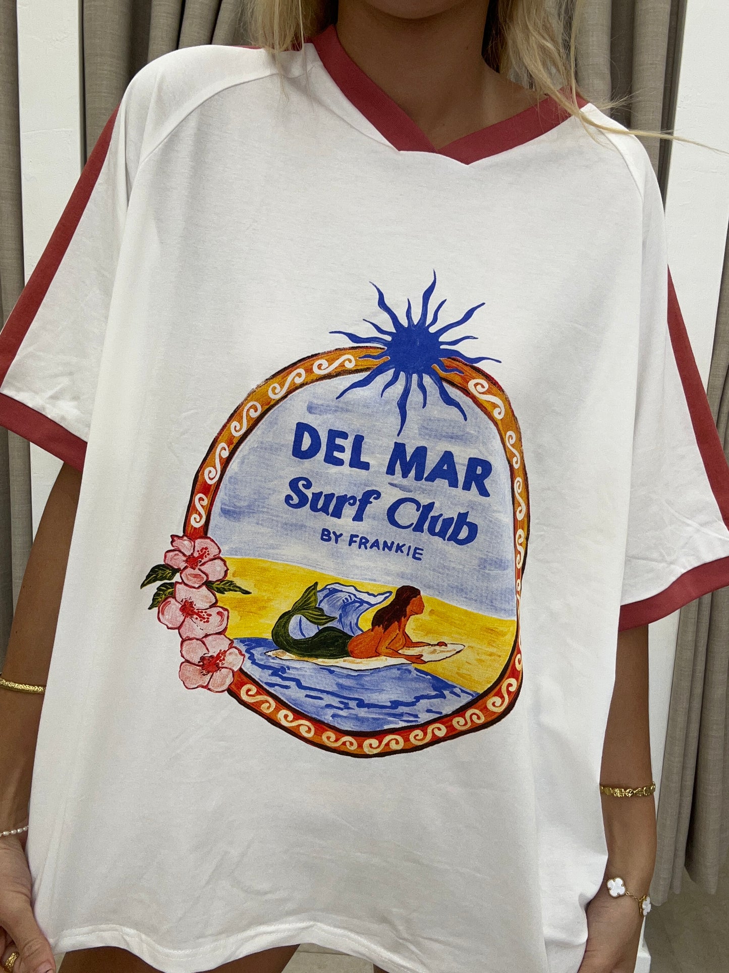 White/Rust Del Mar Surf Club Tee - By Frankie Cotton