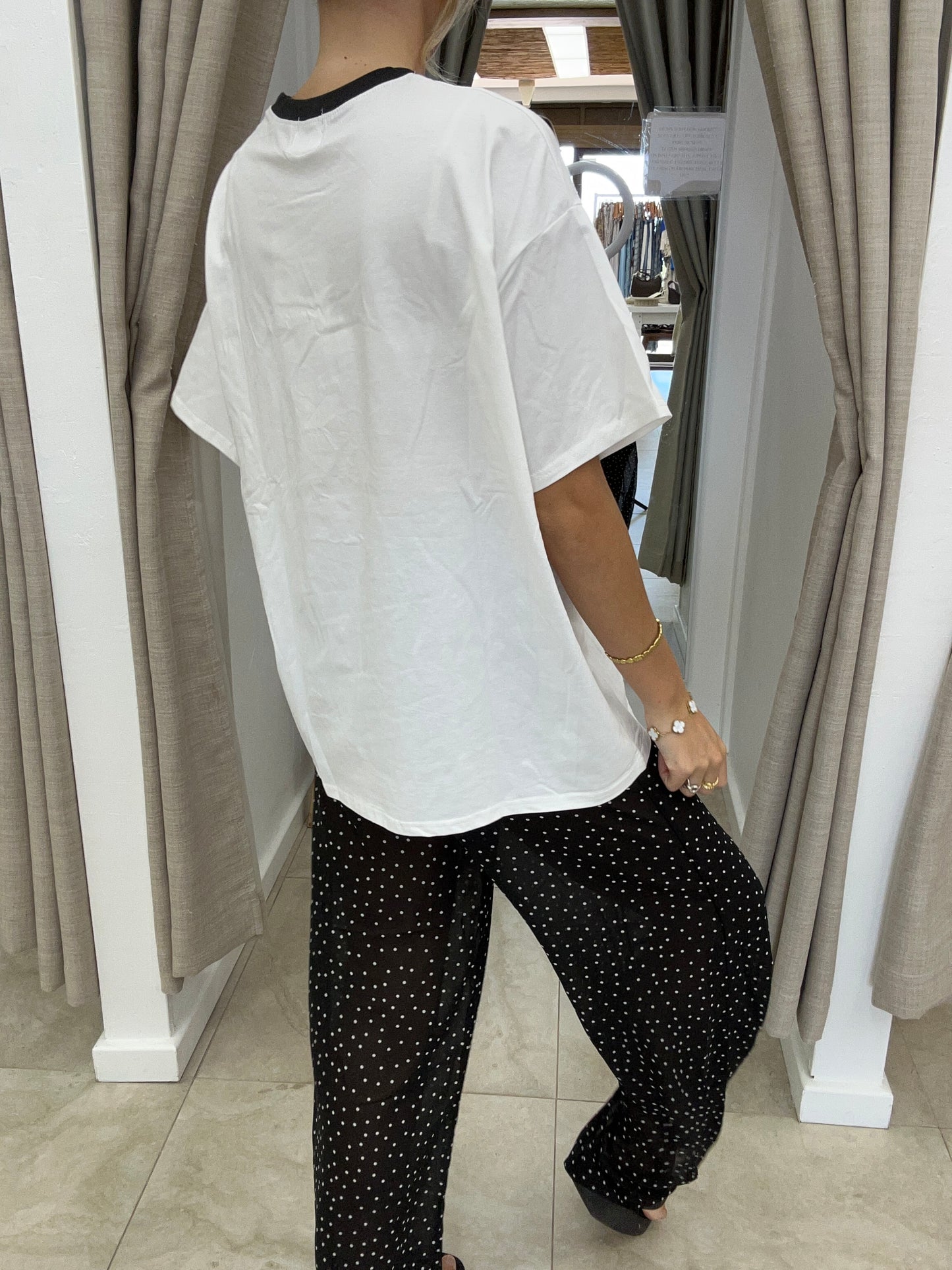 White/Black Tee w Polka Dot Pants Set -  By Frankie