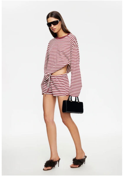 Bloom Long Sleeve Wine Stripe - Lioness