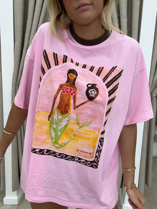 Pink Mermaid Vase Tee - By Frankie Cotton