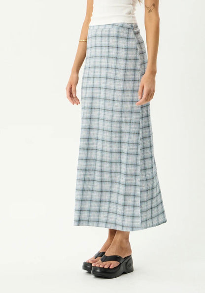 Lagoon - Seersucker Maxi Skirt - Overcast Check