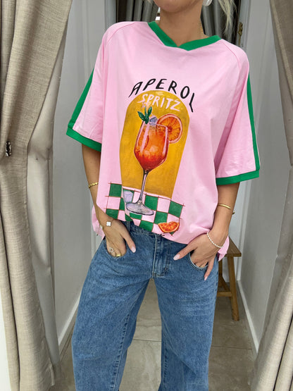 Pink/Green Aperol Spritz Tee - By Frankie