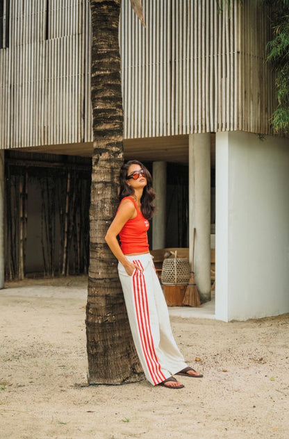 Chilli Vacay Pant Natural/Red - Araminta James