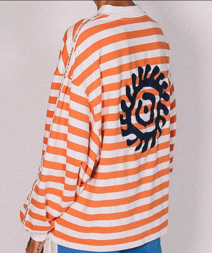 Nautical Long Sleeve Tangerine Stripe - Cracker Day Club