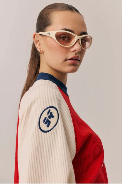 Races Waffle Sweatshirt Poppy Red - Araminta James