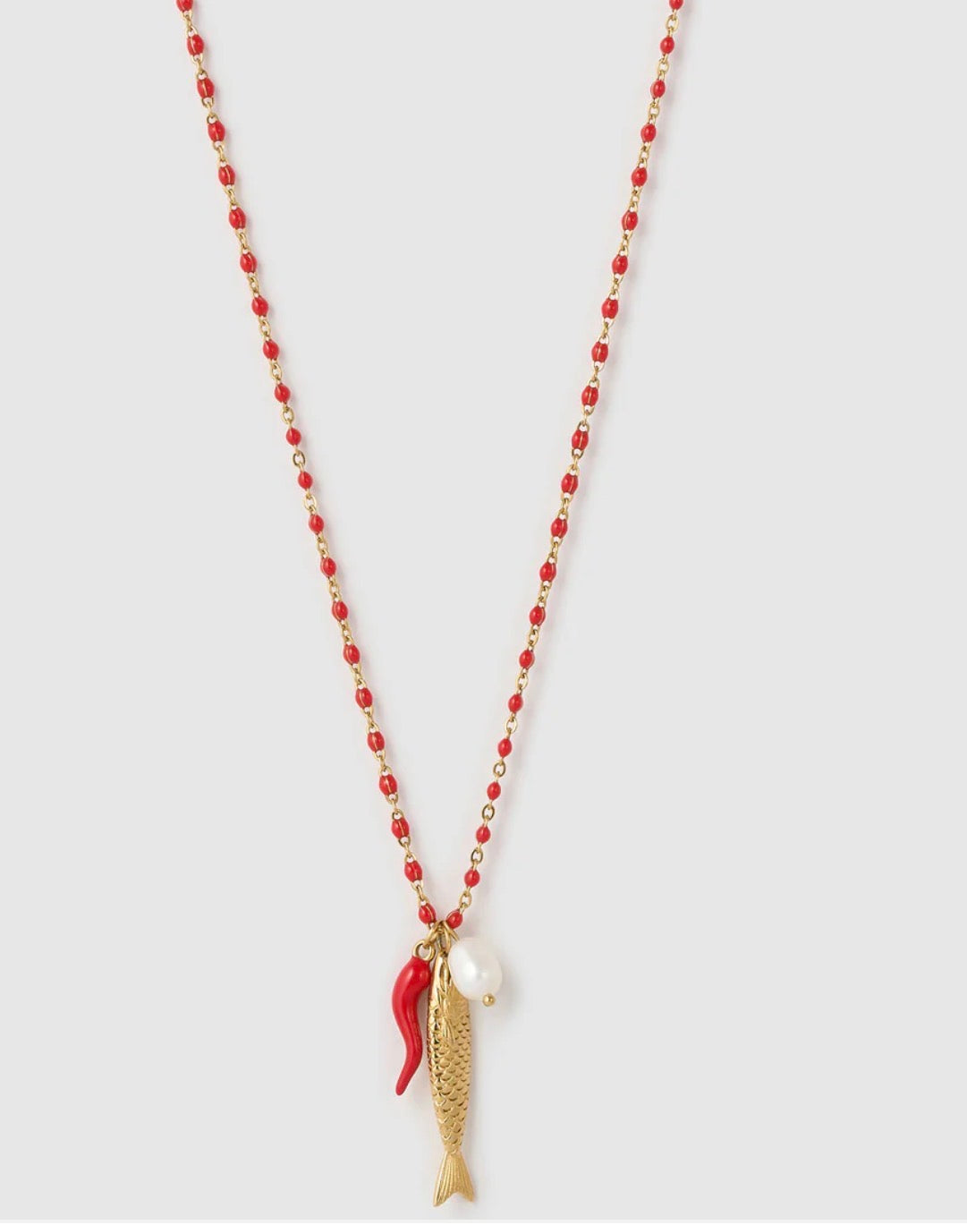 Lucky Fish Charm Necklace Cherry - Arms of Eve