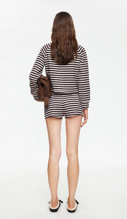 Lioness Bloom Knit Short - Beige/Choc Stripe