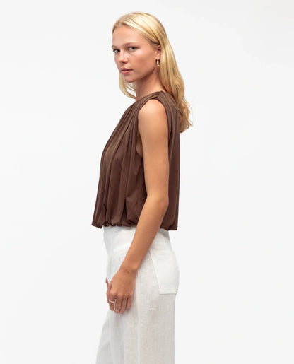 Choc Bubble Hem Top - White Closet