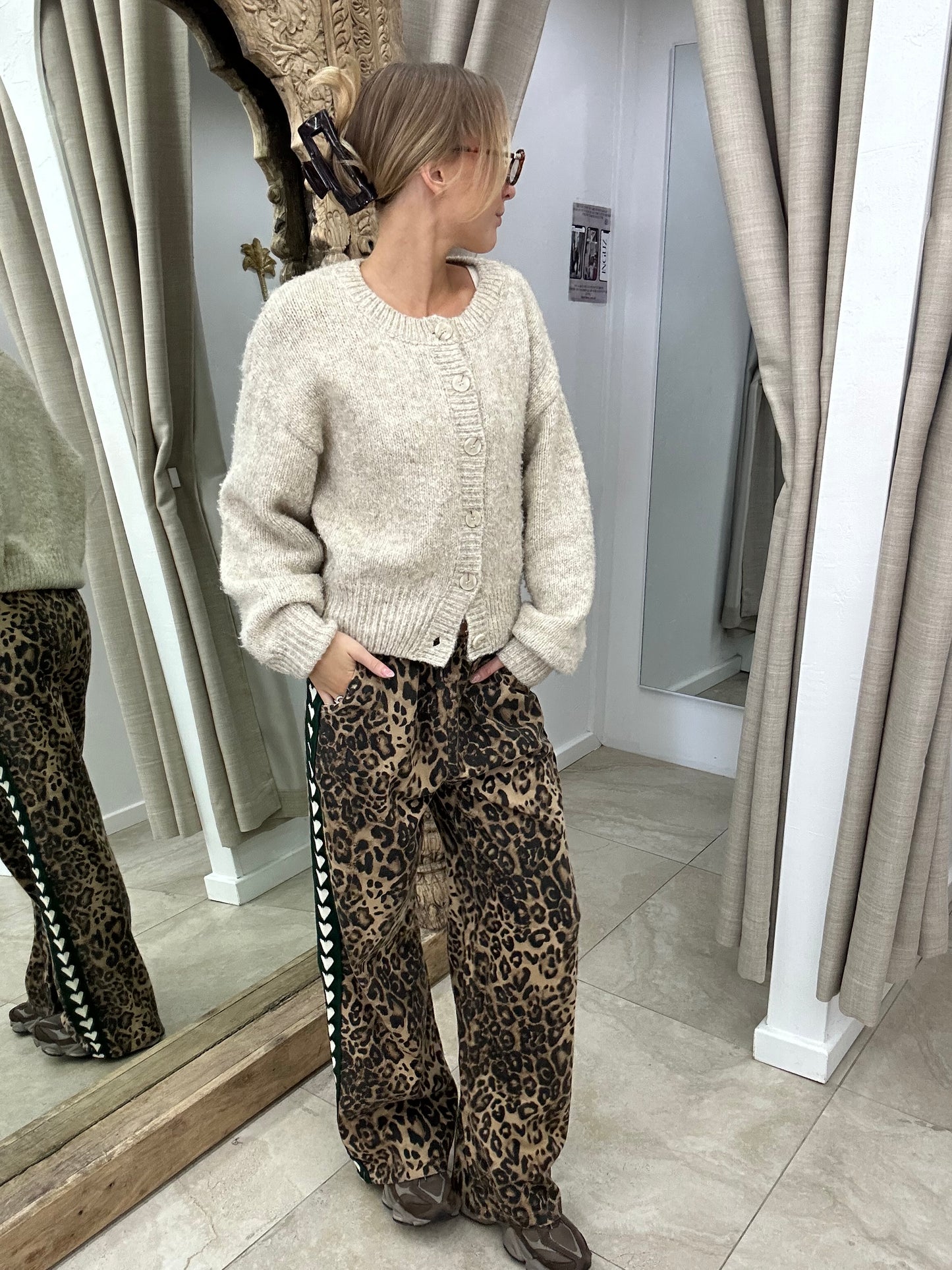Dark Leopard/Green Heart Racer Pant - By Frankie