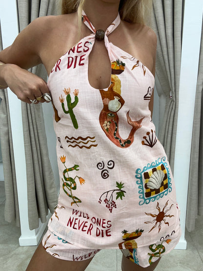 Wild Ones Halter Neck Short Set - Halter top By Frankie