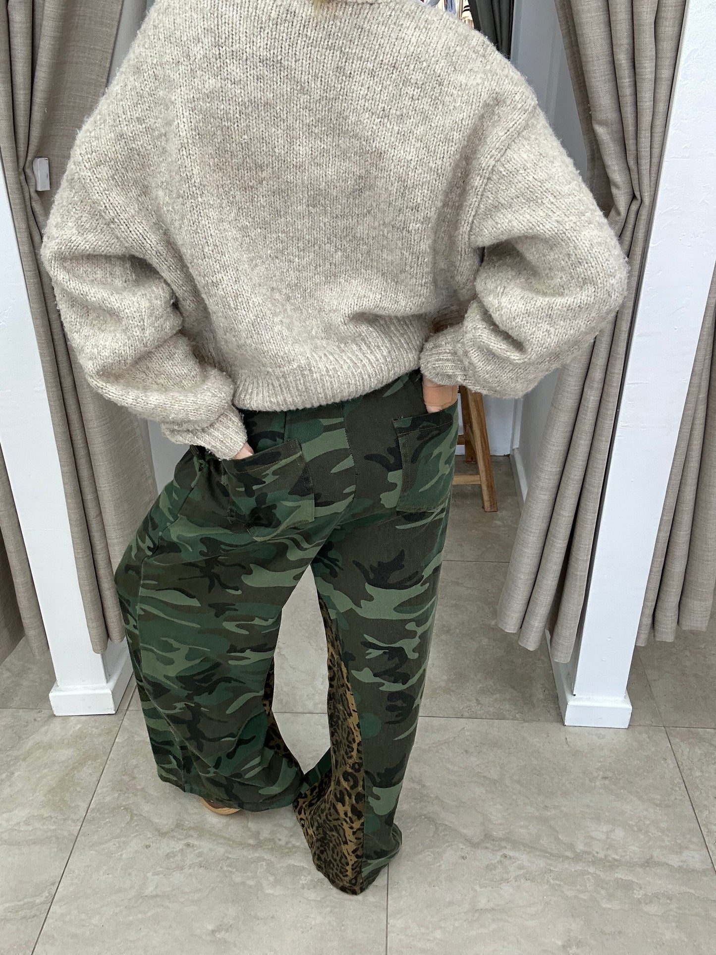 Dark Camo & Leopard Print Lining Pant - By Frankie