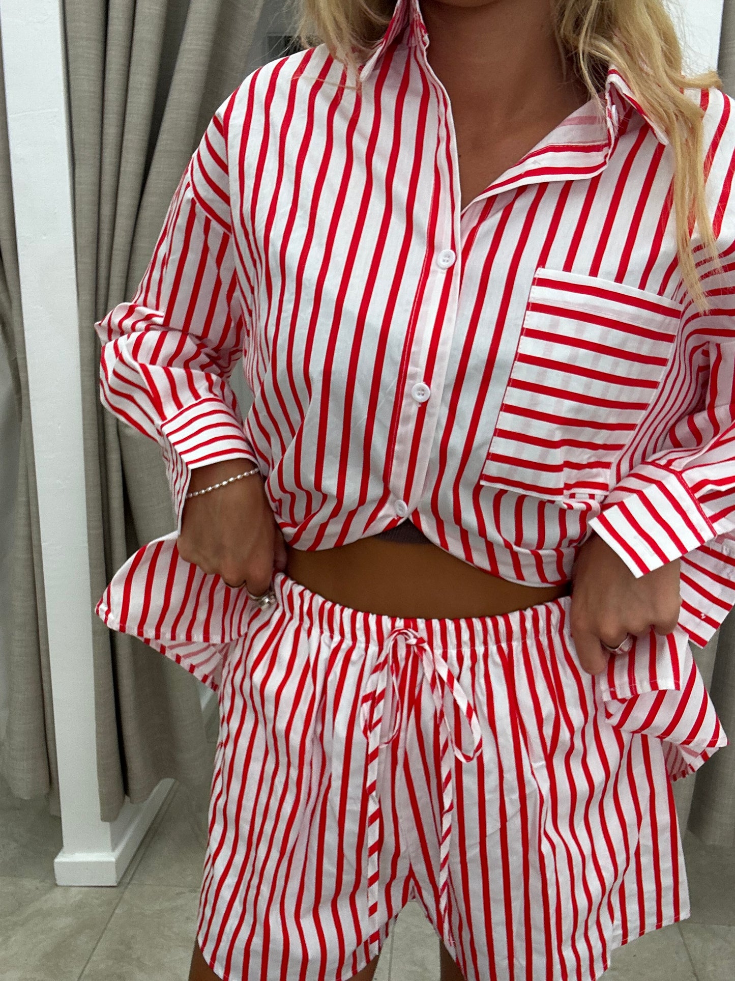 Red Stripe Candy Cane Set - Shorts By Frankie