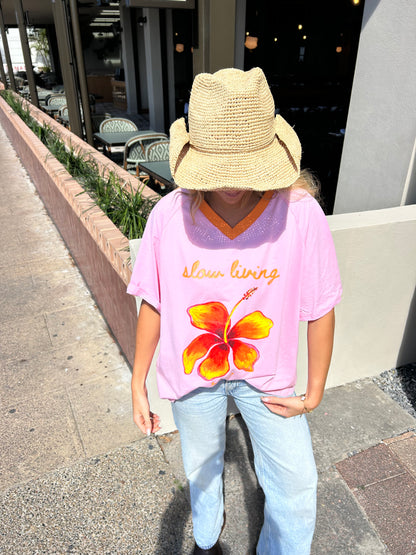 By Frankie Pink Hibiscus Tee