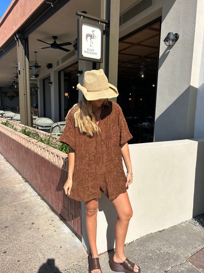 By Frankie Choc Toweling Playsuit