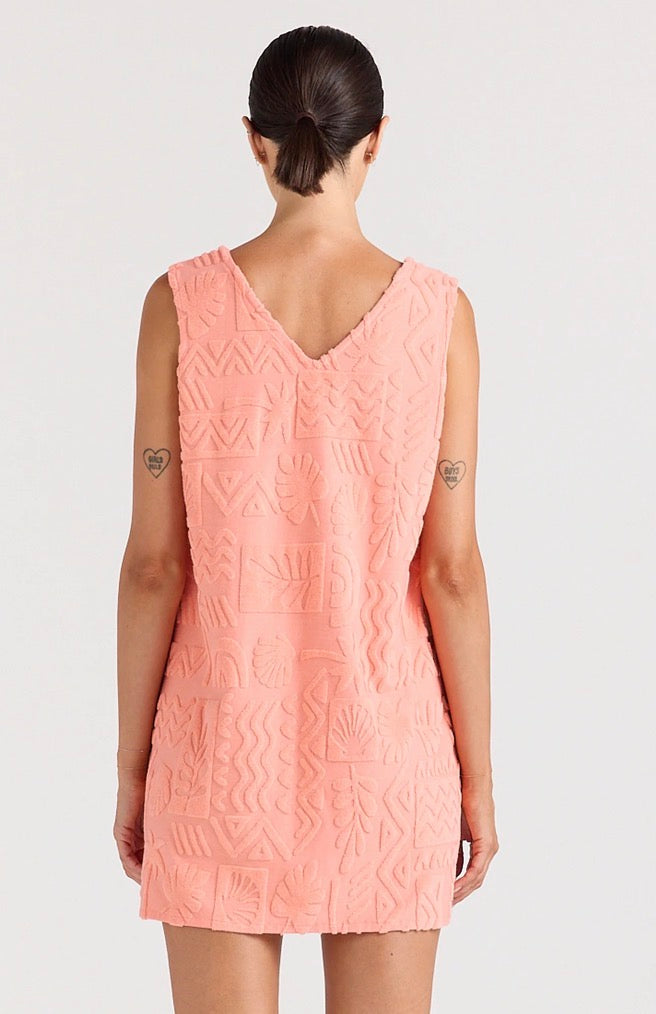 Mai Tai V Tunic Dress Coral Poolside Paradiso