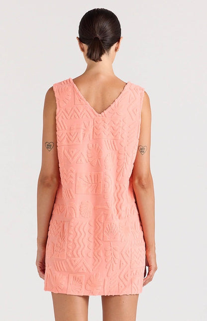 Mai Tai V Tunic Dress Coral Poolside Paradiso