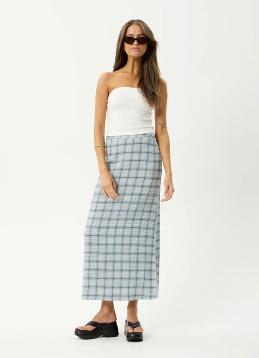 Lagoon - Seersucker Maxi Skirt - Overcast Check