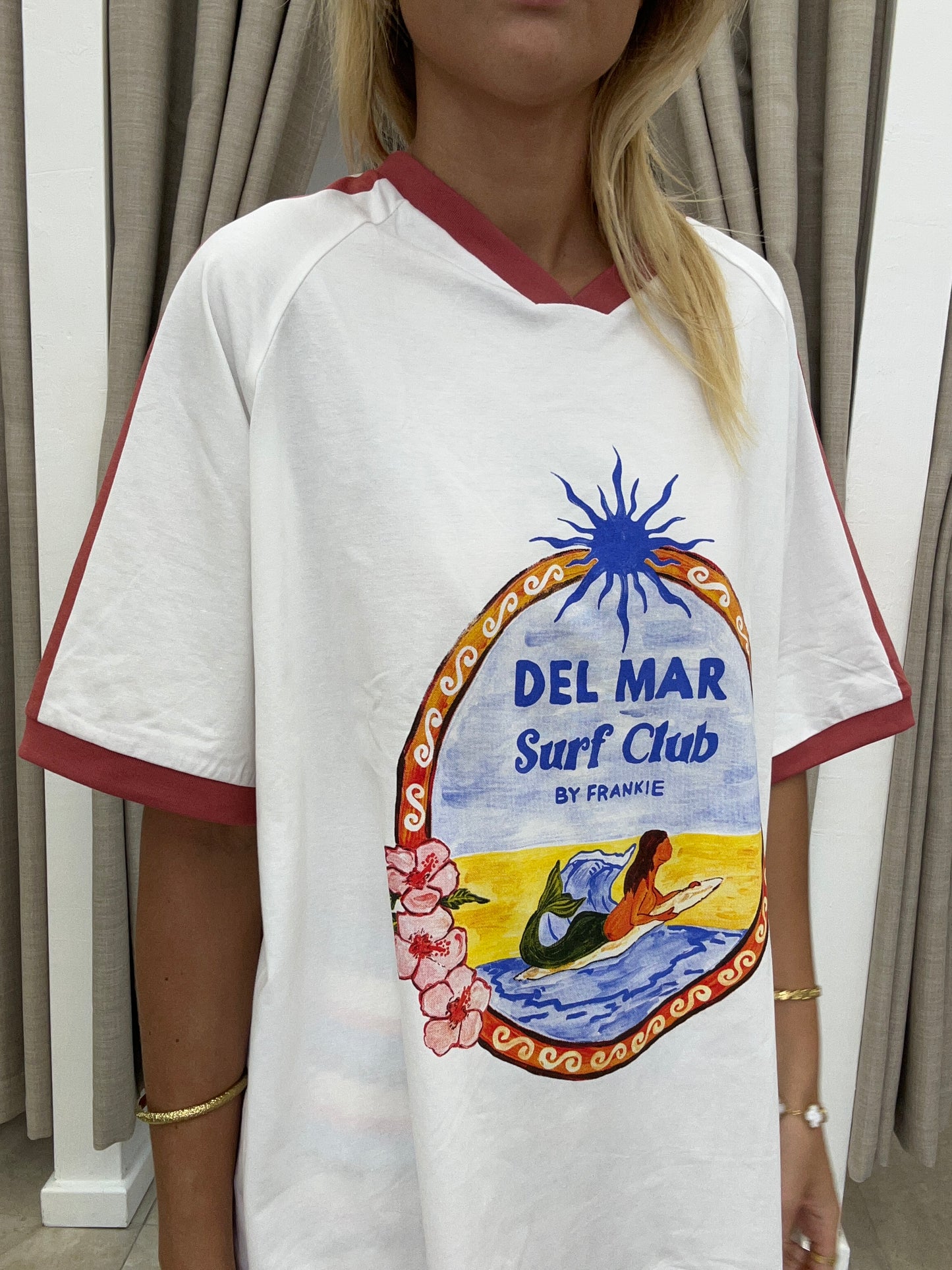 White/Rust Del Mar Surf Club Tee - By Frankie Cotton
