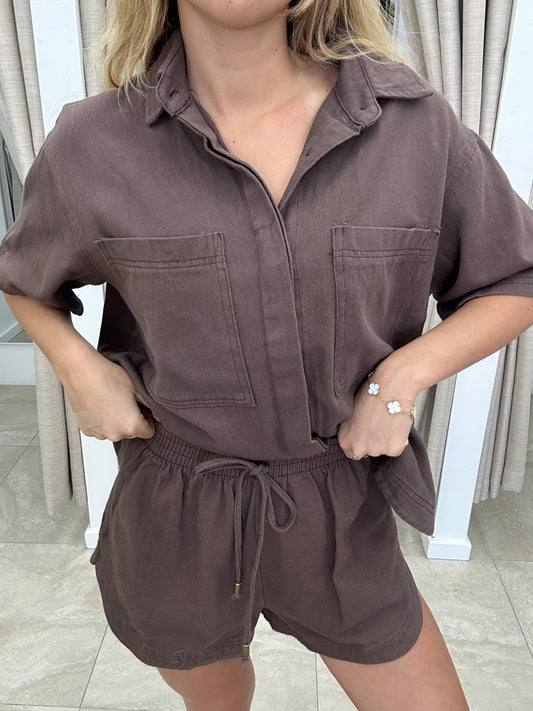 By Frankie Choc Denim Set - Shorts