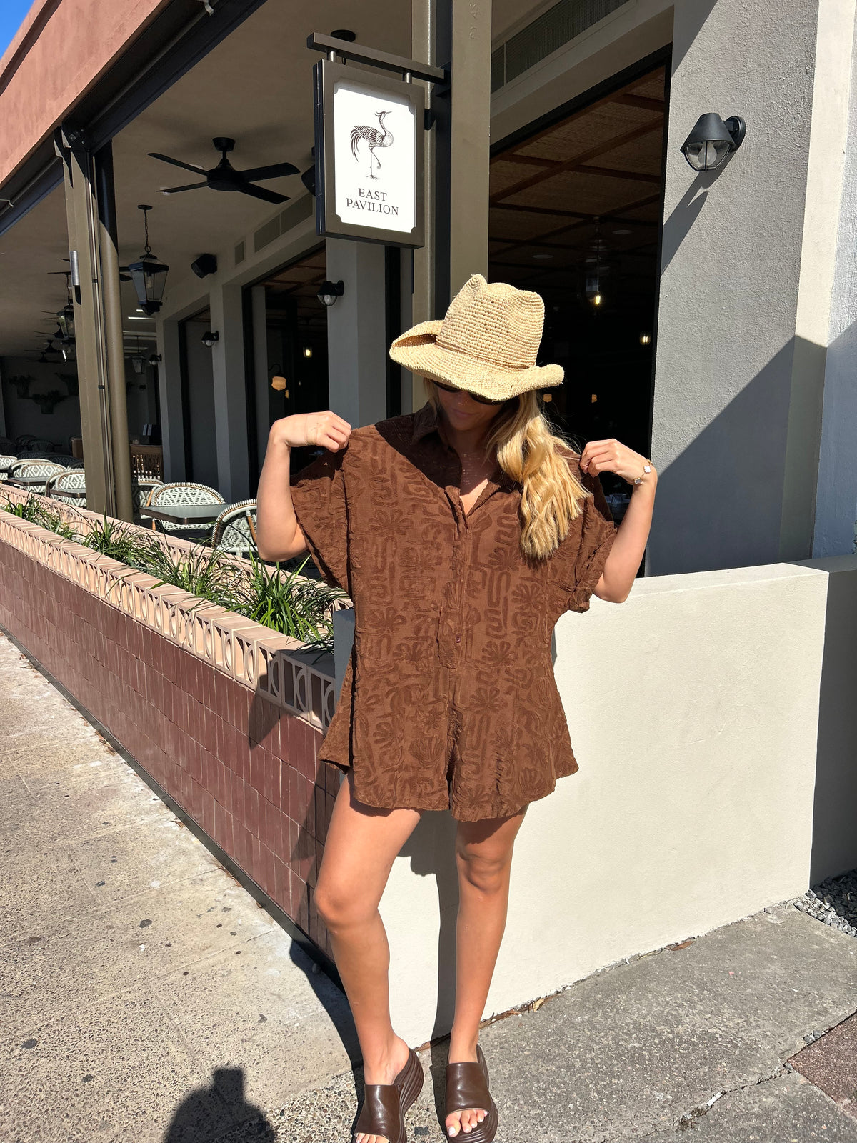 By Frankie Choc Toweling Playsuit