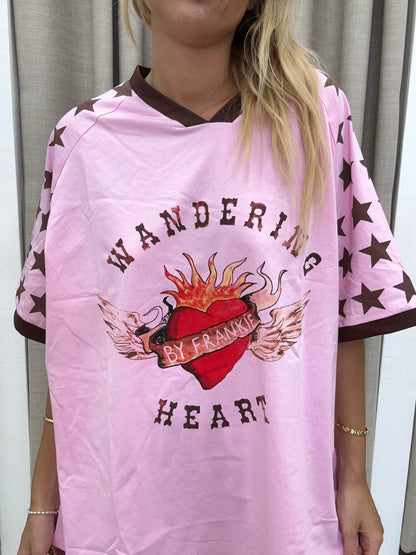 Pink Wandering Heart Tee Cotton - By Frankie
