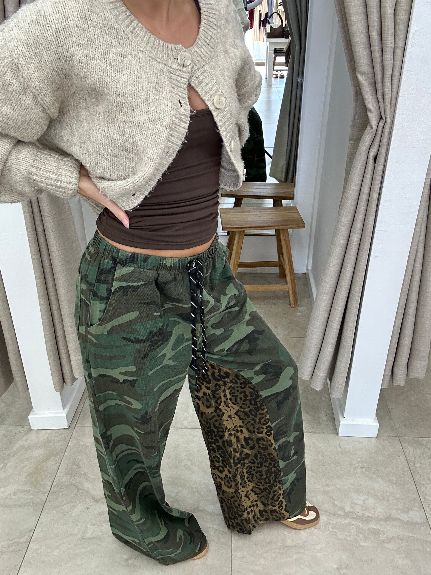Dark Camo & Leopard Print Lining Pant - By Frankie
