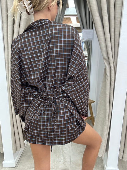 Choc/Blue Plaid Set - Shirt By Frankie