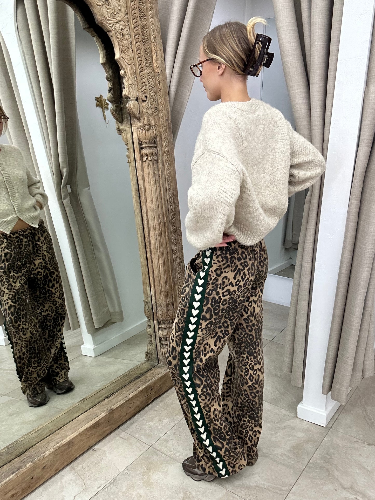 Dark Leopard/Green Heart Racer Pant - By Frankie