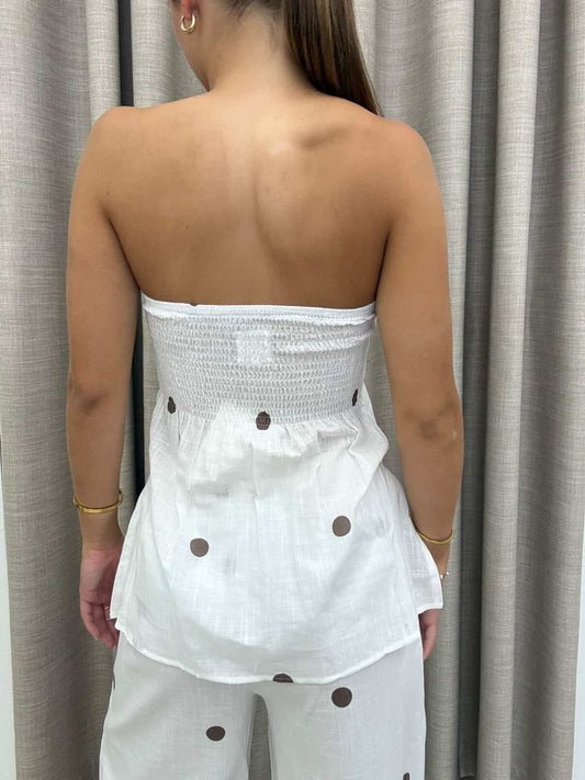 White/Choc Polka Dot Set - Pants By Frankie