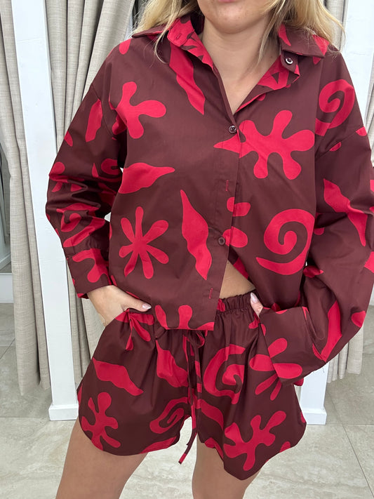 By Frankie Choc/Red Print Set - Shorts