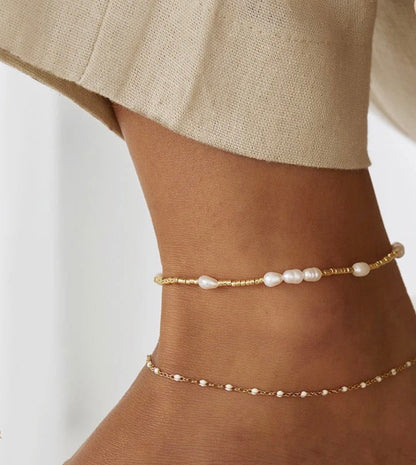 Poppy Pearl & Glass Beaded Anklet - Arms of Eve
