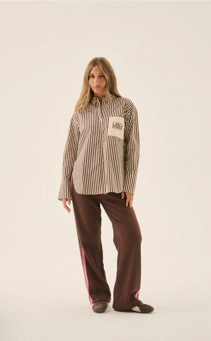 AJJA Pocket Shirt Choc Stripe - Araminta James