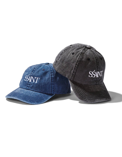SSAINT Black Acid Wash Logo Cap