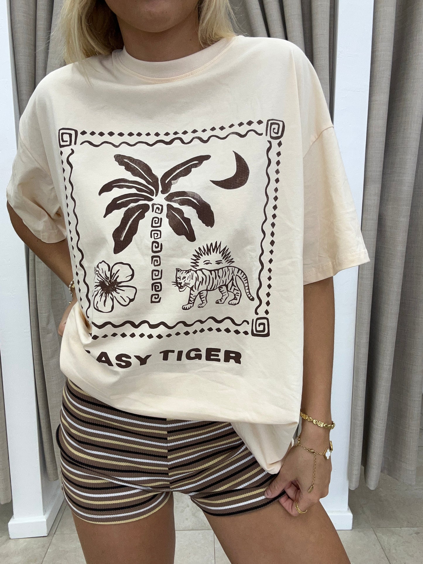 Beige Easy Tiger Set - Brown Shorties By Frankie