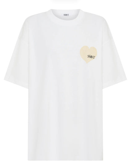 SSAINT Heart Tee Cream & White OS