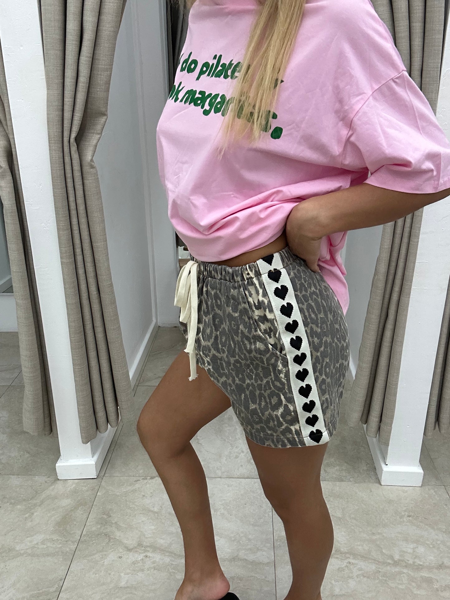 Leopard Black Heart Shorts Cotton - By Frankie